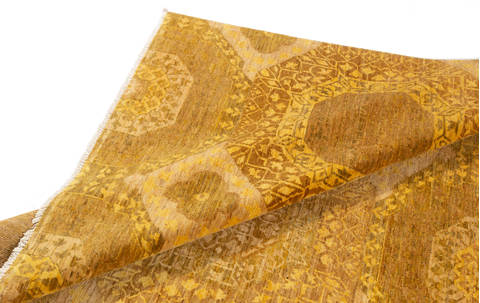 Chobi Yellow Hand Knotted 81 X 103 Area Rug 700-135899 Image 6