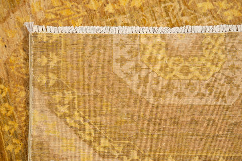 Chobi Yellow Hand Knotted 81 X 103 Area Rug 700-135899 Image 8