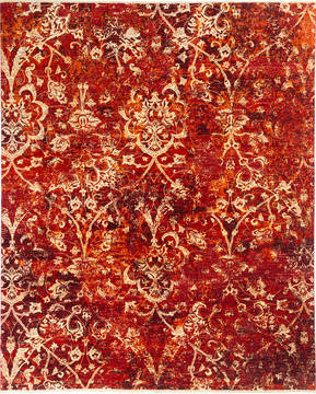 Modern Red Hand Knotted 8'1" X 9'11"  Area Rug 700-135904
