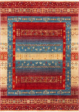 Chobi Multicolor Hand Knotted 5'9" X 8'0"  Area Rug 700-135916