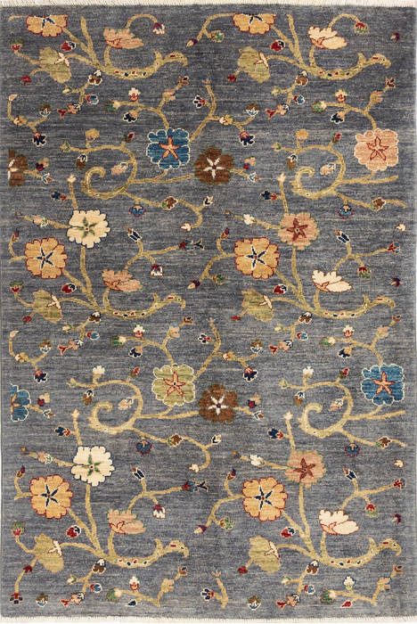 Chobi Grey Hand Knotted 42 X 62  Area Rug 700-135920 Image 0