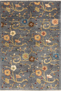 Chobi Grey Hand Knotted 4'2" X 6'2"  Area Rug 700-135920