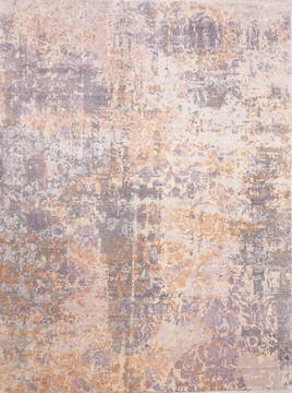 Indian Jaipur Beige Rectangle 9x12 ft Wool and Raised Silk Carpet 135925