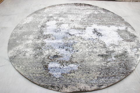 Jaipur Grey Round Hand Knotted 81 X 81 Area Rug 905-135958 Image 1