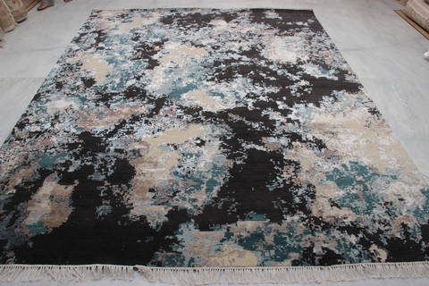 Jaipur Black Hand Knotted 81 X 103 Area Rug 905-135960 Image 8