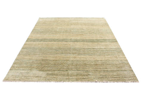 Modern Green Hand Knotted 80 X 102 Area Rug 904-135966 Image 1