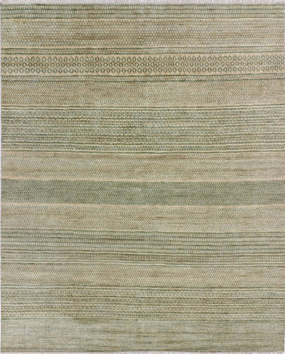 Modern Green Hand Knotted 80 X 102 Area Rug 904-135966 Image 0