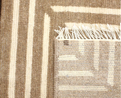 Modern Beige Hand Knotted 711 X 911 Area Rug 904-135967 Image 4