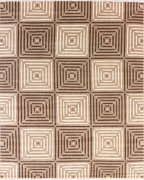 Modern Beige Hand Knotted 7'11" X 9'11"  Area Rug 904-135967