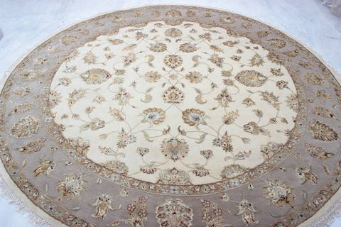 Jaipur White Round Hand Knotted 91 X 91 Area Rug 905-135990 Image 1