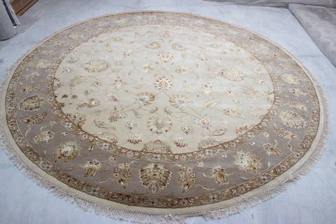 Jaipur White Round Hand Knotted 91 X 91 Area Rug 905-135990 Image 4