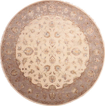 Jaipur White Round Hand Knotted 9'1" X 9'1"  Area Rug 905-135990