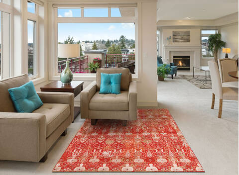 Modern Red Hand Made 80 X 100 Area Rug 902-135995 Image 4