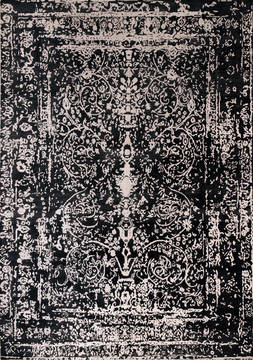 Floral Black Hand Made 8'6" X 11'6"  Area Rug 902-135997