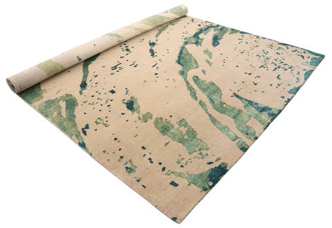 Modern Green Hand Made 80 X 100 Area Rug 902-135998 Image 2