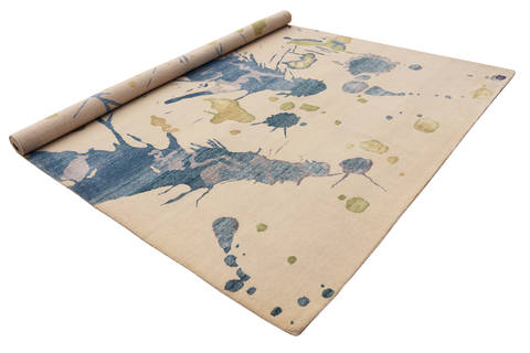 Modern Beige Hand Made 80 X 100 Area Rug 902-136000 Image 2