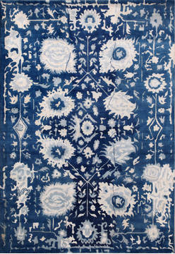 Floral Blue Hand Made 8'0" X 10'0"  Area Rug 902-136001