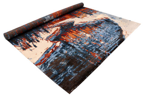 Modern-Contemporary Multicolor Hand Made 66 X 99 Area Rug 902-136008 Image 2