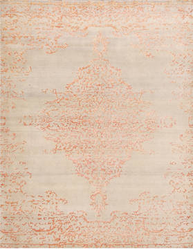 Floral Beige Hand Made 9'8" X 13'0"  Area Rug 902-136015