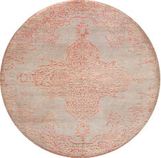 Floral Beige Round Hand Made 8'0" X 8'3"  Area Rug 902-136017