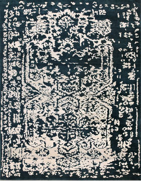 Modern-Contemporary Blue Hand Made 8'6" X 11'6"  Area Rug 902-136031