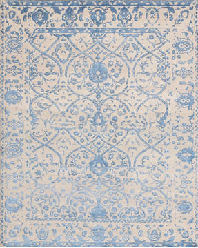 Floral Blue Hand Made 9'0" X 12'0"  Area Rug 902-136039