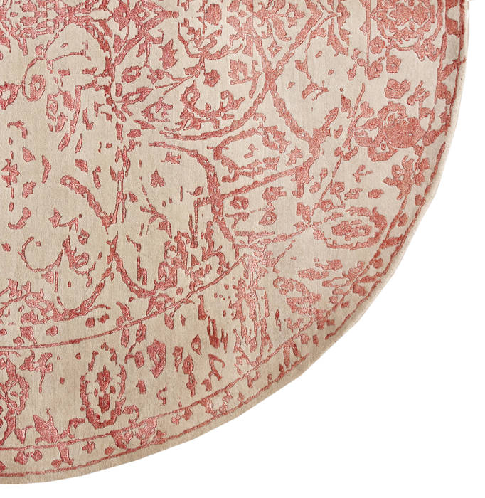Modern Red Round Hand Made 100 X 100 Area Rug 902-136051 Image 1