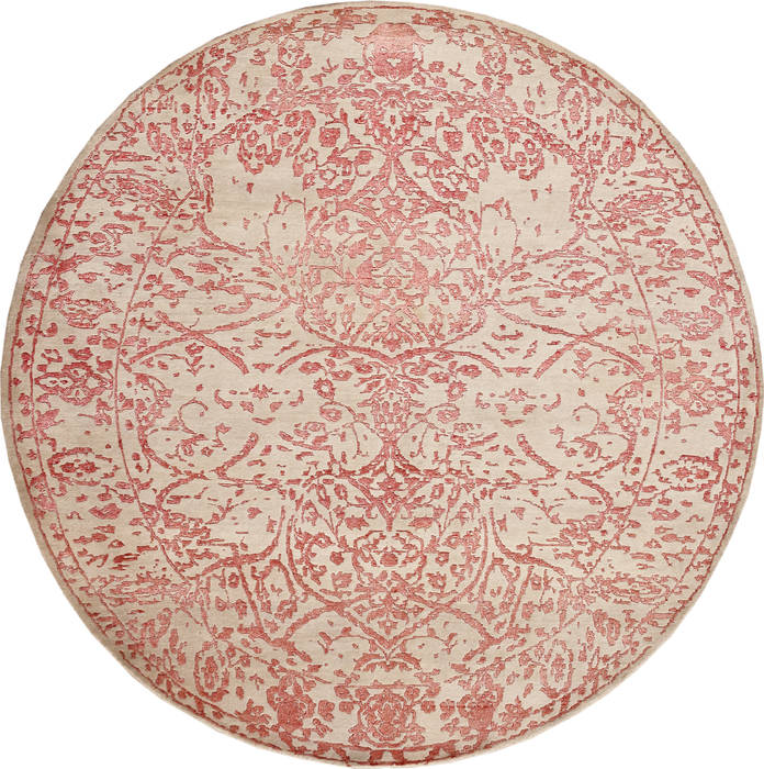 Modern Red Round Hand Made 100 X 100 Area Rug 902-136051 Image 0