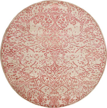 Floral Red Round Hand Made 10'0" X 10'0"  Area Rug 902-136051