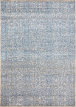 Floral Blue Hand Made 8'6" X 11'6"  Area Rug 902-136054
