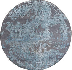 Floral Blue Round Hand Made 8'0" X 8'0"  Area Rug 902-136081