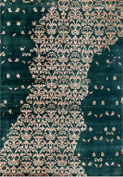 Floral Beige Hand Made 6'6" X 9'9"  Area Rug 902-136085