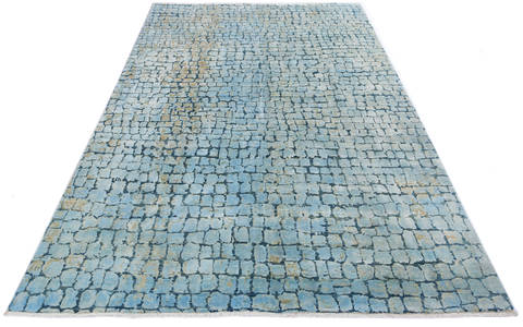 Modern Blue Hand Knotted 510 X 811 Area Rug 700-136115 Image 1