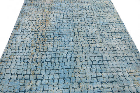 Modern Blue Hand Knotted 510 X 811 Area Rug 700-136115 Image 2