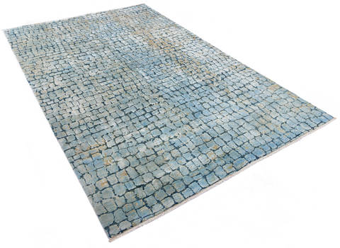 Modern Blue Hand Knotted 510 X 811 Area Rug 700-136115 Image 3