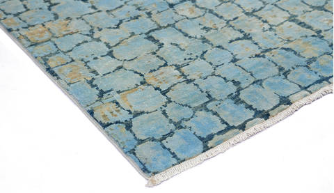 Modern Blue Hand Knotted 510 X 811 Area Rug 700-136115 Image 4