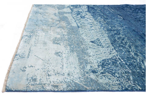 Modern Blue Hand Knotted 57 X 711 Area Rug 700-136118 Image 3