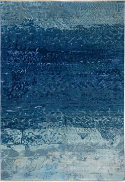 Modern Blue Hand Knotted 5'7" X 7'11"  Area Rug 700-136118