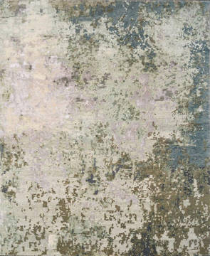 Modern Green Hand Knotted 8'0" X 10'0"  Area Rug 903-136152