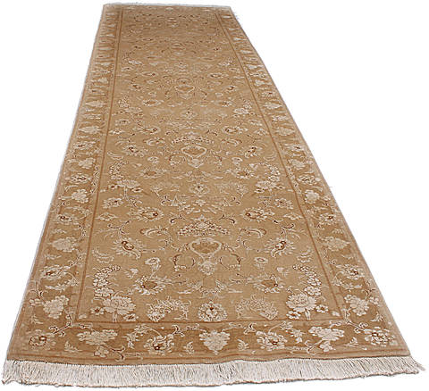 Tabriz Beige Runner Hand Knotted 30 X 98 Area Rug 254-136196 Image 2