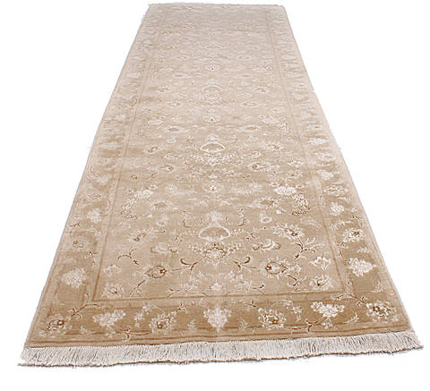 Tabriz Beige Runner Hand Knotted 30 X 98 Area Rug 254-136196 Image 3