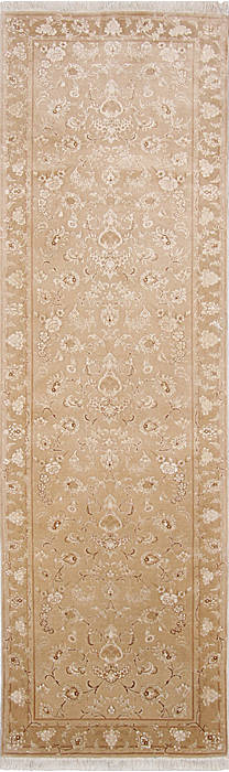 Tabriz Beige Runner Hand Knotted 30 X 98 Area Rug 254-136196 Image 0