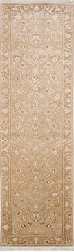 Tabriz Beige Runner Hand Knotted 3'0" X 9'8"  Area Rug 254-136196