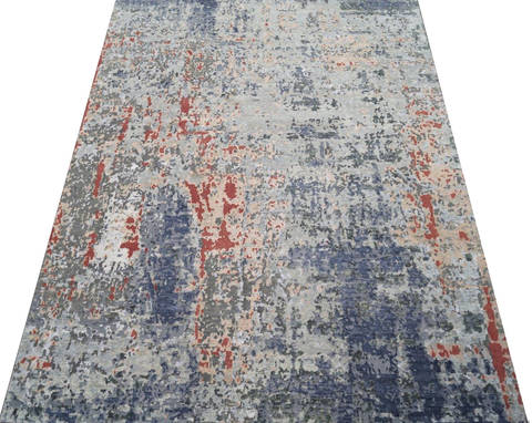 Modern Blue Hand Knotted 90 X 120  Area Rug 903-136211 Image 1