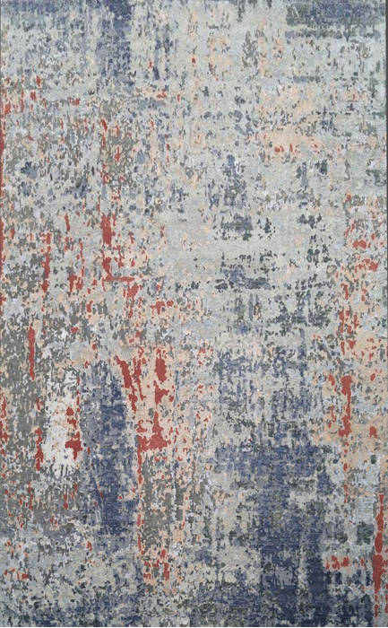 Modern Blue Hand Knotted 90 X 120  Area Rug 903-136211 Image 0