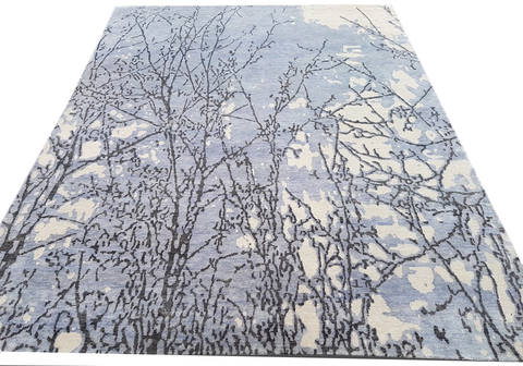 Modern Grey Hand Knotted 100 X 140 Area Rug 700-136227 Image 1