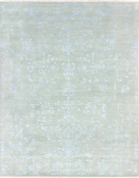 Modern Green Hand Knotted 7'10" X 9'11"  Area Rug 904-136243