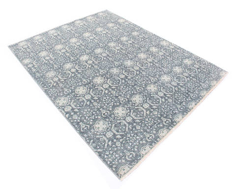 Modern Black Hand Knotted 81 X 104 Area Rug 904-136249 Image 1