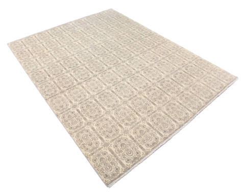 Modern Beige Hand Knotted 711 X 100 Area Rug 904-136250 Image 1