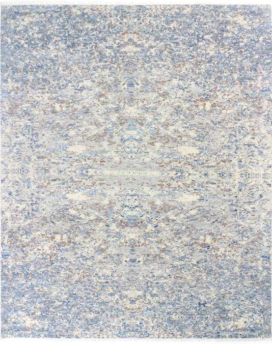 Modern Blue Hand Knotted 711 X 911 Area Rug 904-136256 Image 0